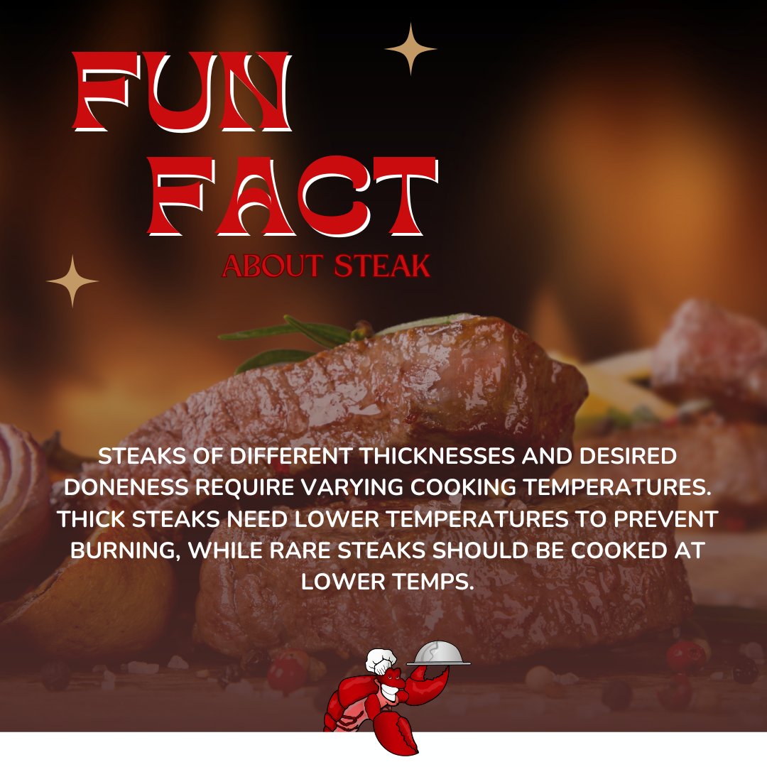 Tailor your cooking temperature to each steak's thickness and desired doneness. 🥩🔥 

#ThinkBonAppetit #GourmetFood #FunFact #Steaks #GourmetSteaks #BeefSteaks #SteakCookingTips