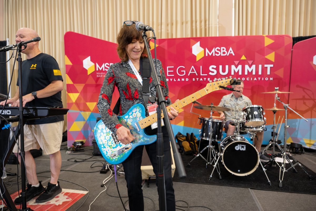 We hope our members are ready to rock & roll 🎸because Legal Summit is almost here! ☀️ On this #TBT, we are throwing it back to last year’s Welcome Reception! We love this picture of member Jane Santoni rocking out on the guitar.  Join us in Ocean City: msba.org/legalsummit