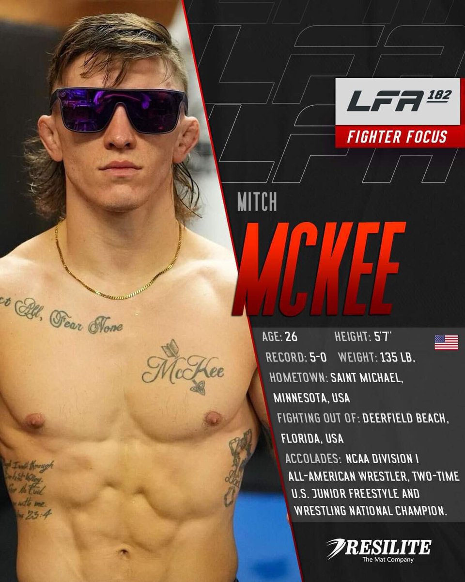 #FighterFocus: @GopherWrestling All-American @MitchMcKeeMMA returns to the LFA Octagon in the Main Event of #LFA182! 🇺🇸

Powered By: @Resilite

TOMORROW!
@Sanford_Complex
#SiouxFalls, #SouthDakota

🎫: bit.ly/LFA182_TIX

#MMA
#LFANation
@UFCFightPass