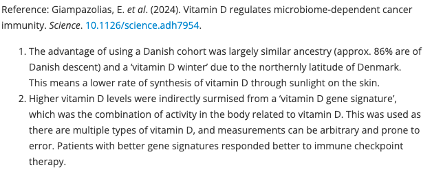 #Vitamin D alters mouse #gut bacteria to give better #cancer #Immunity 

eurekalert.org/news-releases/…

Study Abstract: science.org/doi/10.1126/sc… 

@_atanas_ @_INPST @ScienceCommuni2 @DHPSP @DrPalmquist @wbgrant2 @hirokazupapi @CancerEvolves @DominicDAgosti2 @Integrativeonc…