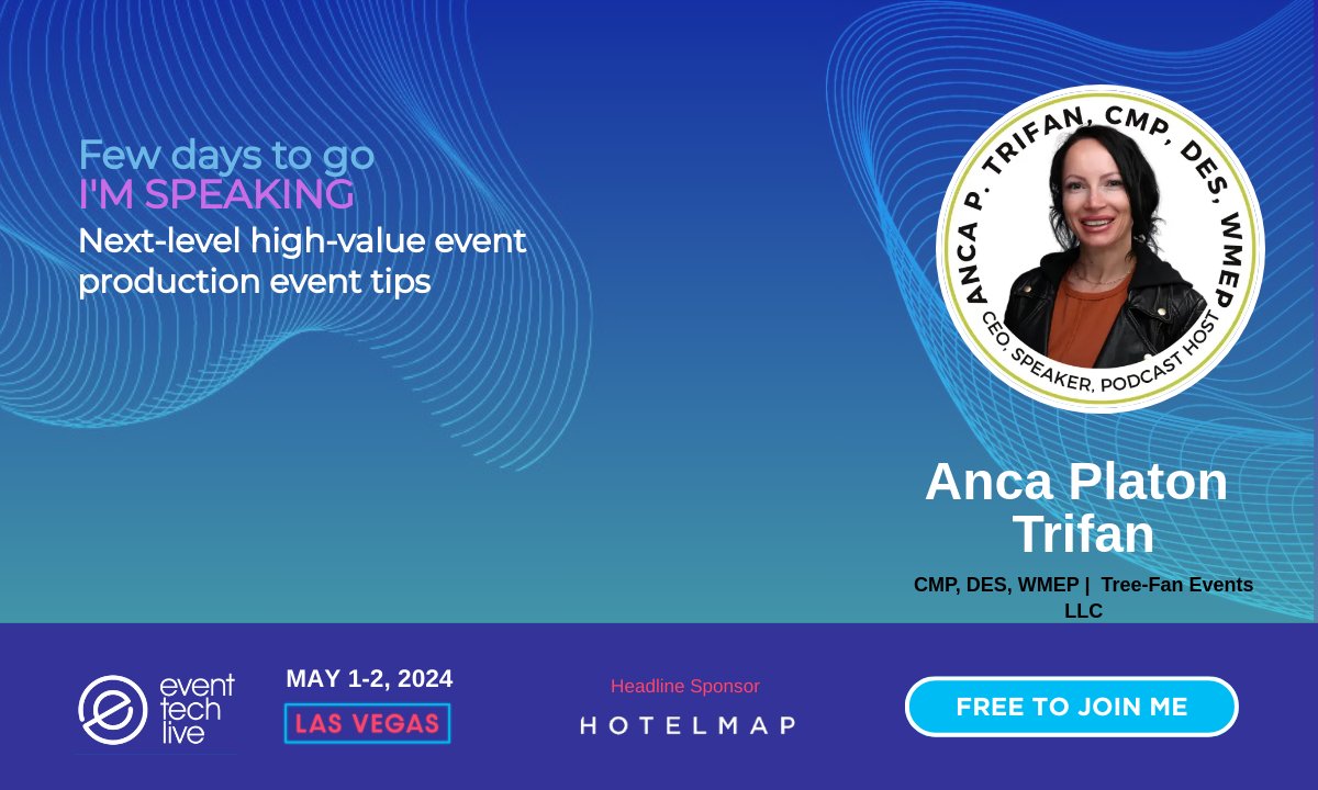 TreeFan_Events's tweet image. My session at #ETLVegas24 is just around the corner!
Join me May 1-2 in Las Vegas for a chance to meet the people at the forefront of the event tech industry!
Register today to catch my session and many others! @eventtechlive @DemystifyEvents 
i.snoball.it/p/AWej/t/1