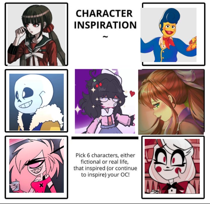 Alright here's my main oc Allison's character inspiration 
don't question me TwT
(Please let me know what you guys think 😇) 
#GachaLife2
#GachaCommunity
#originalcharacter 
#Danganronpa
#Outertale
#DDLC
#WelcomeHome
#HazbinHotel
#Characterinspiration