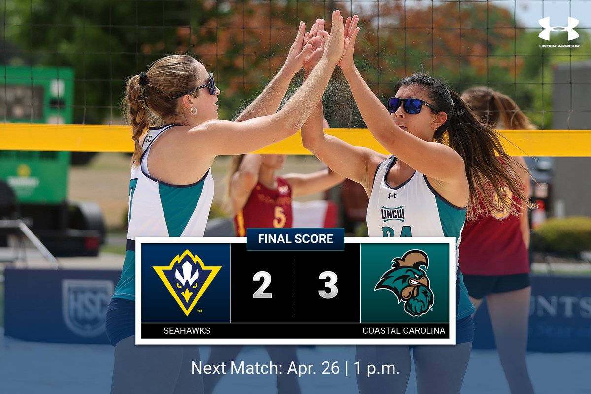 UNCW opened its appearance at the Sun Belt Conference Championship on Thursday with a 4-1 win over Louisiana Monroe, but fell to Coastal Carolina, 3-2, in its second dual of the afternoon at the Hunt Sand Volleyball Complex. bit.ly/4bcdMYh