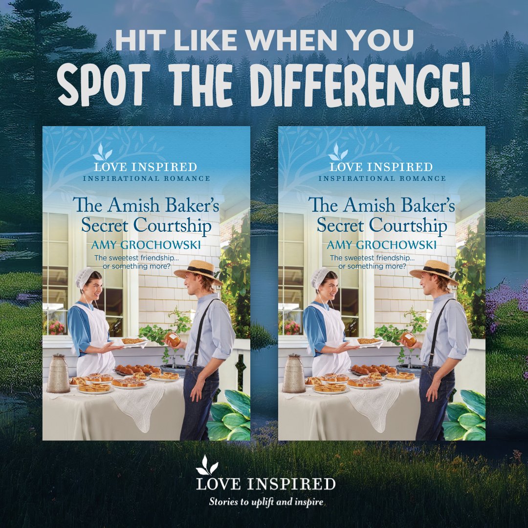 Can you #SpotTheDifference in this cover? THE AMISH BAKER'S SECRET COURTSHIP by @AmyGrocho: bit.ly/43wCi3T