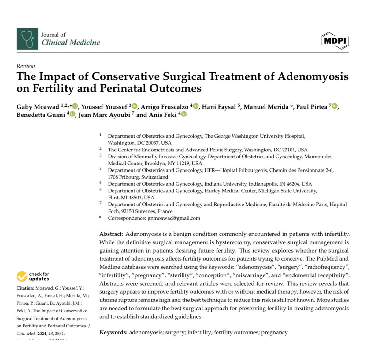 Adenomyosis Awareness Month! 🎗️

We're excited to share our latest article reviewing up-to-date literature on the outcomes of surgery for adenomyosis. Dive in to learn more about this important topic and spread the word to increase awareness!

mdpi.com/2077-0383/13/9…