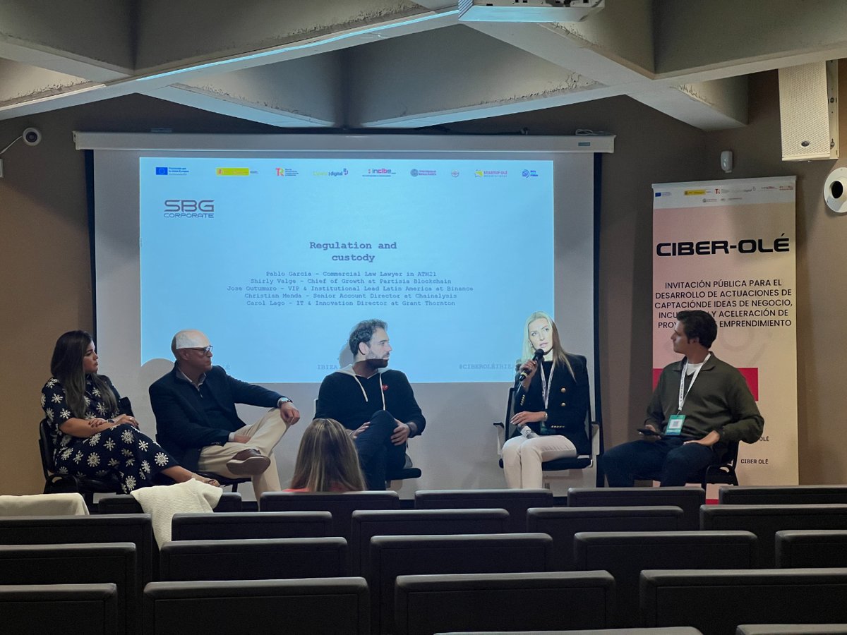 Exciting Discussion about #Regulation and #Custody featuring industry leaders Pablo García from ATH21, @ShirlyValge from @partisiampc, Jose Outmuro from @binance, @cmenda from @Chainalysis, and @deCaroland_ve from @GrantThorntonSp. @Ibiza_Travel  #IbizaTechForum
