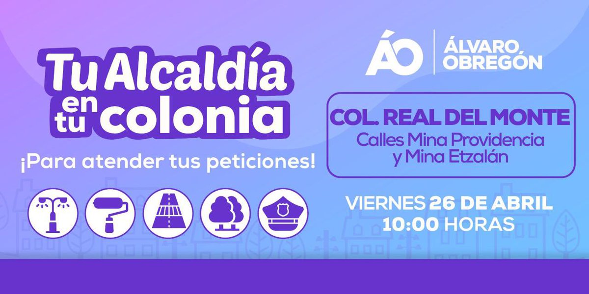 Vecinas y vecinos de Real del Monte, el equipo de ÁO llega a tu colonia. Te esperamos el día de mañana a partir de las 10 a.m.