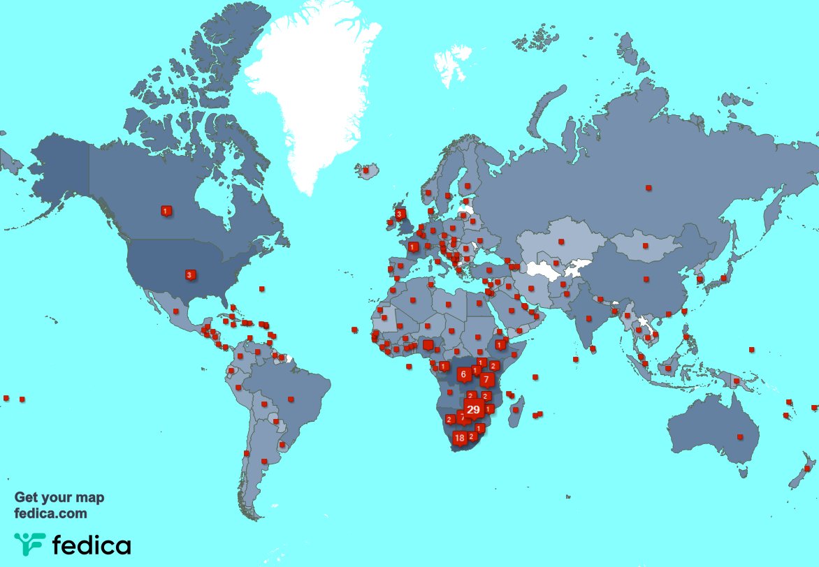 I have 285 new followers from South Africa 🇿🇦, Tanzania 🇹🇿, Democratic Republic of the Congo 🇨🇩, and more last week. See fedica.com/!SADC_News