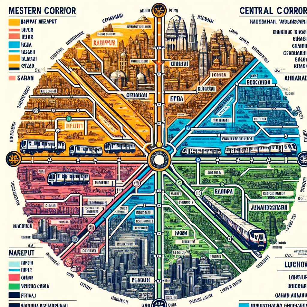 Metro Cities of Uttar Pradesh (VC, CC, EC): 

1. Western Corridor (VC): Baghpat, Meerut, Hapur, Gulaothi, Bulandshahr, Jewar, Gretor Noida, Noida, Ghaziabad

2. Central Corridor (CC): Kanpur, Nawab Ganj, Junab Ganj, Lucknow, Barabanki, Bithoor, Fatehpur

3. Estern Corridor (EC):…