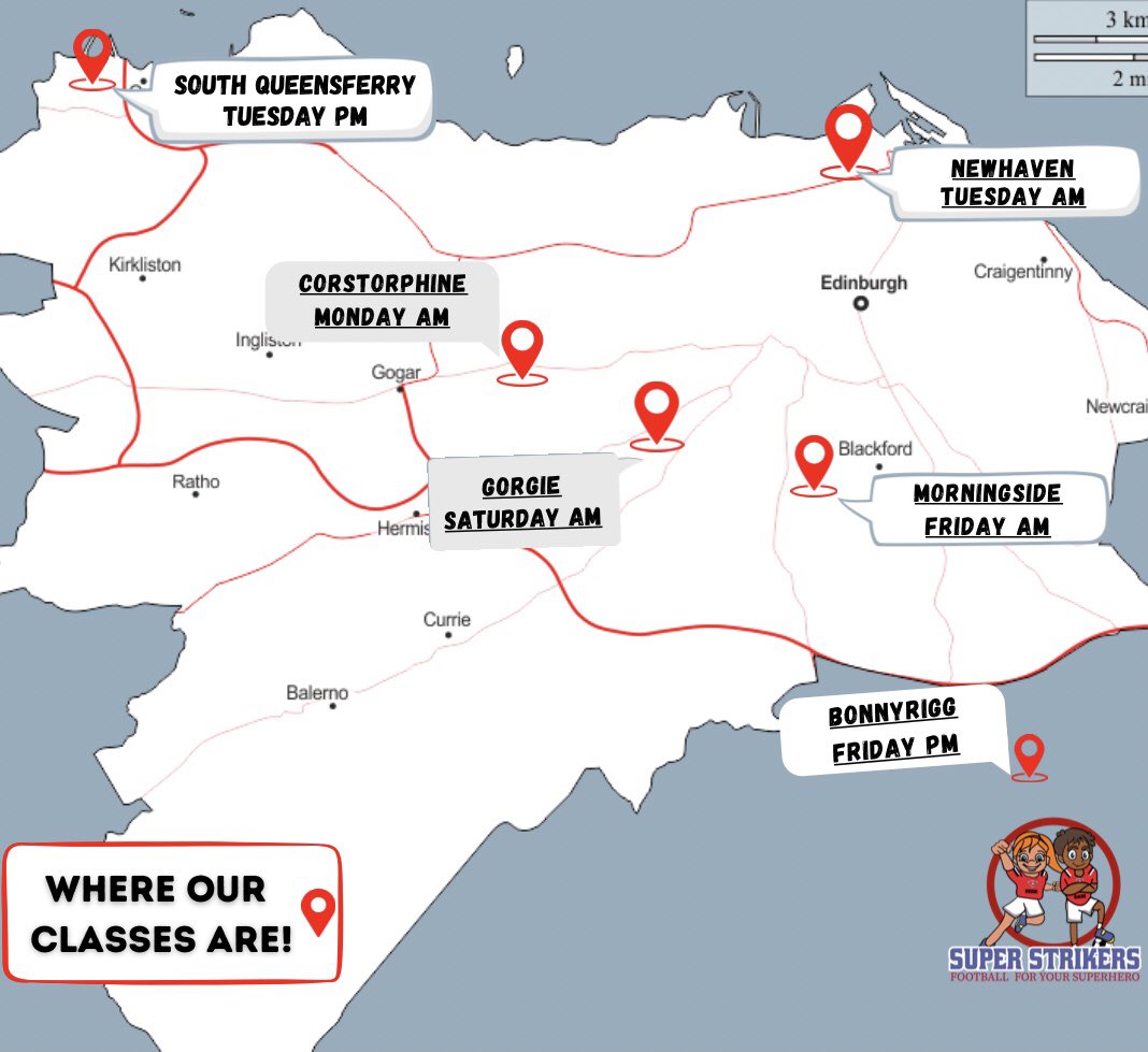 Where we are📍🗺

Our classes across Edinburgh & The Lothian’s⚽️
You can find further information on our classes and booking below⬇️ 

 …er-strikers-edinburgh.classforkids.io

#superstrikers #edinburgh #midlothian #leith #newhaven #corstorphine #bonnyrigg #morningside #southqueensferry #gorgie