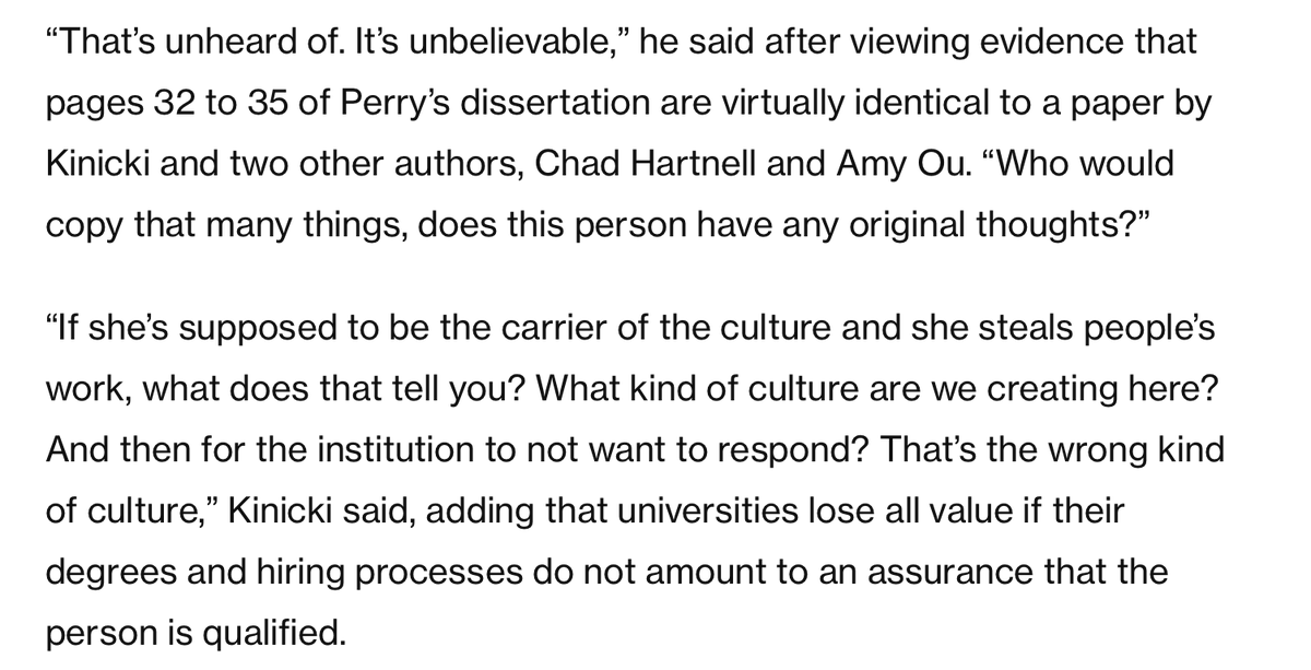 @realchrisrufo Perry is tasked with changing the 'culture' and instilling new 'values.' But one of the people she stole from--copying and pasting 5 straight pages without attribution--is an expert in organizational culture, and he sounded the alarm about the influence of DEI on cultures.