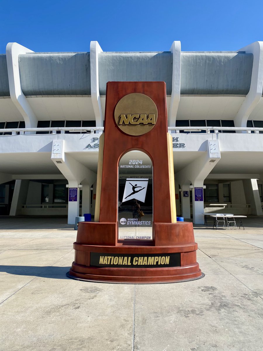 A larger than life-sized trophy for the QUEENS of @LSUgym 👑
