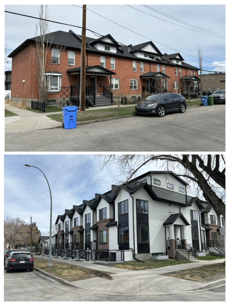 Love flaneuring @icacalgary Today’s fun flaneur find was early 20th C townhomes (6homes) across the street from early 21st C (12 homes). @CalgaryHeritage @rndsqr_ @crisan_daria @CalHeraldHomes #housing #zoning #density #urbandevelopment