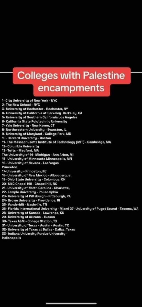 As of now, 33 colleges in the US have solidarity encampments for the liberation of Palestine. And repression of students and faculty have brought even more people out to occupy and protest. It’s a snowball that will not stop until Palestine is free.