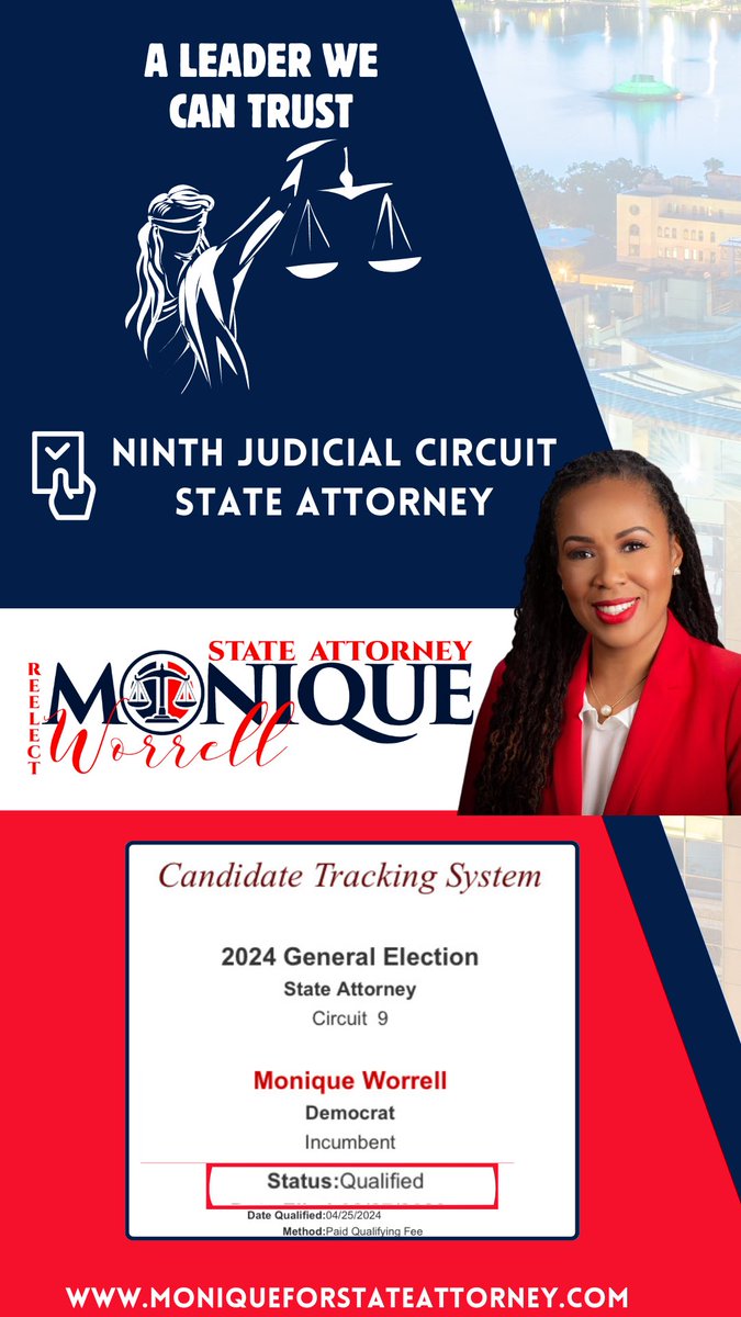 #TeamMo, we have officially QUALIFIED to appear on the 2024 ballot! As I’ve said time and time again, we all have to do our part in order to restore democracy in Central Florida! Join me as we take back the people’s seat! #MoniqueForJustice #TheWorkContinues