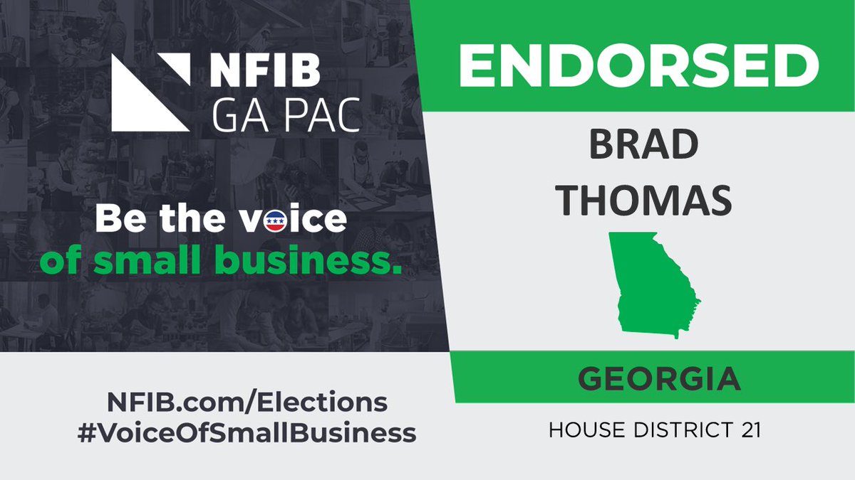 I have received an endorsement from NFIB for my re-election. As a small business owner myself, I understand the governments impact on a company. I have worked hard to reduce business fees and regulations while at the Capitol. Thanks NFIB! #HD21