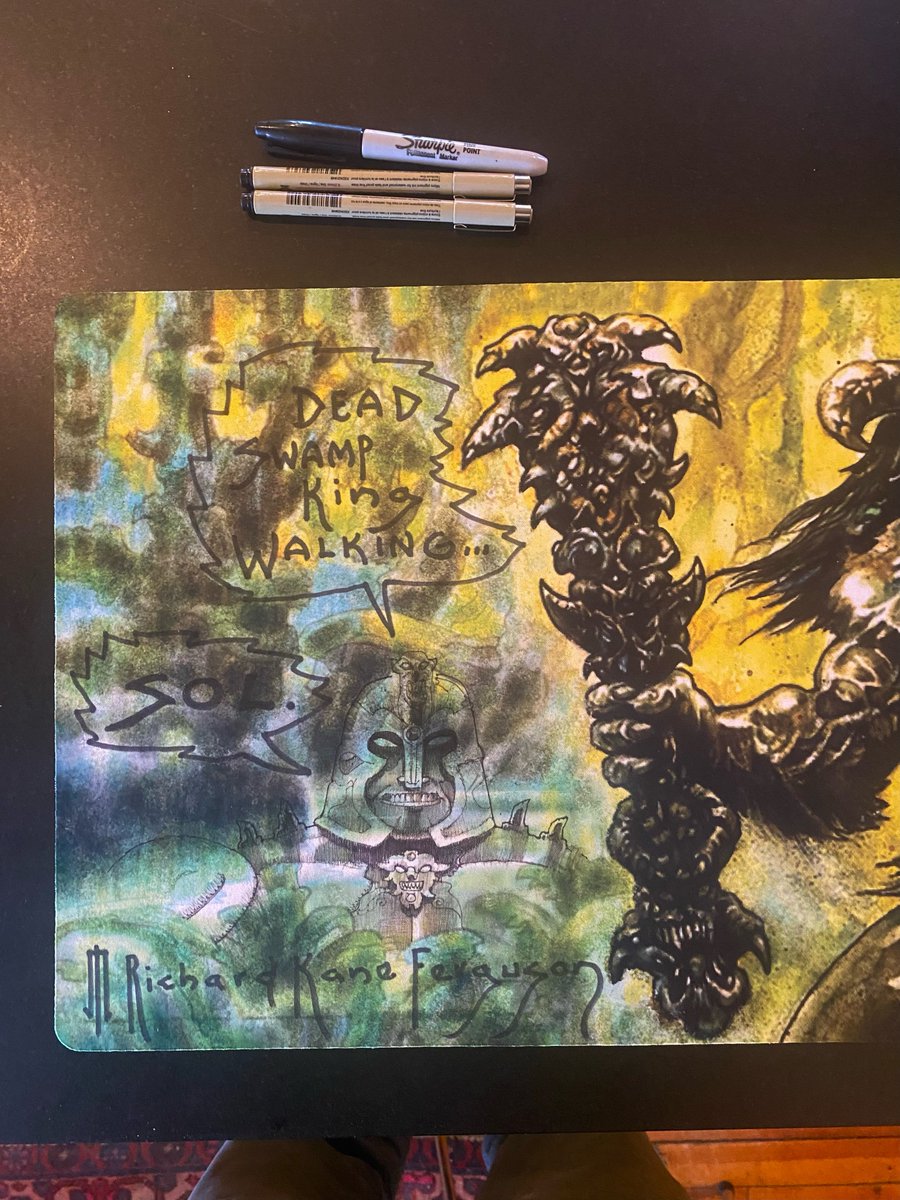 RKaneFerguson's tweet photo. Battle of my iconic MTG OG Titans is on! Win a free sketched Dakkon or Sol playmat. Check out the details in the Updates section of our Kickstarter! Only 24 hours to vote -- contest entry is open only to BACKERS who comment! https://t.co/Bdh6Uc2INH https://t.co/5HOEVTF6EC