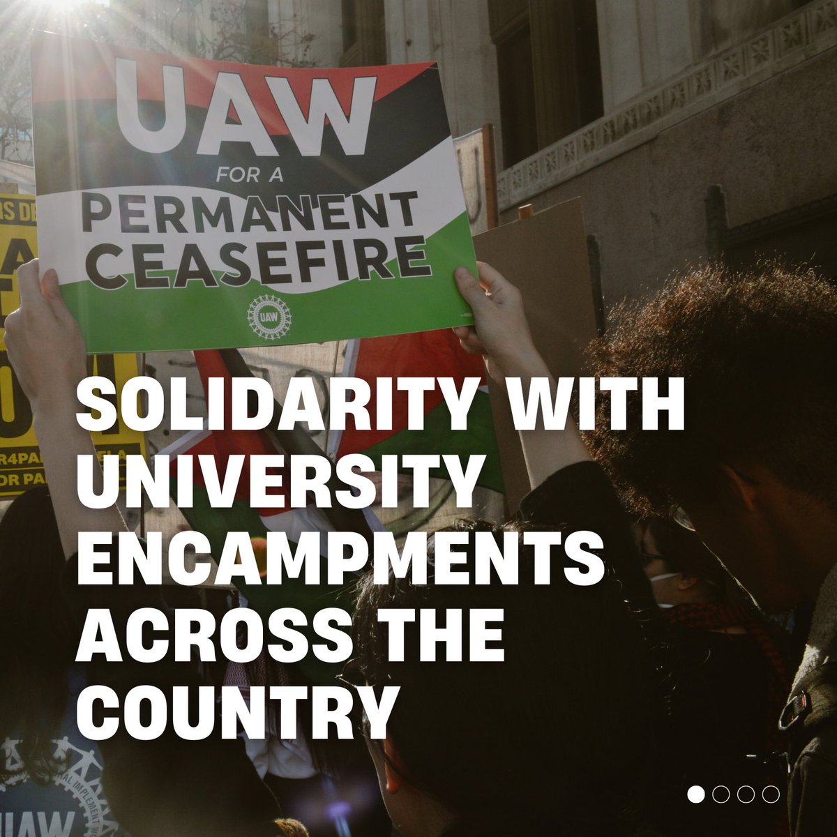 uaw_4811's tweet photo. As the largest union of academic workers in the country, we stand in solidarity with students around the nation exercising their right to protest the ongoing war on Gaza by Israeli forces. 🧵 (1/5) https://t.co/YIkhflBStN