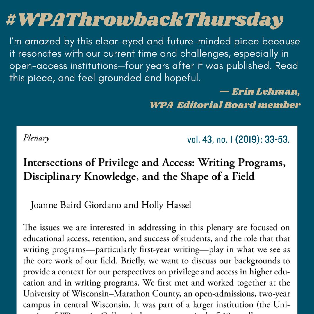 WPA: Writing Program Administration tweet media