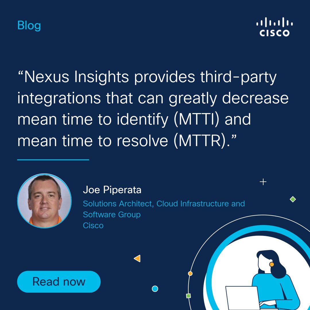 👀 What if you could enhance visibility in your data center? Learn how Cisco Nexus Insights gives you the views you want, while supporting third-party and Cisco solution integrations. Read the blog ⬇️ cs.co/6010bQahQ #CiscoDCC #ITOperations