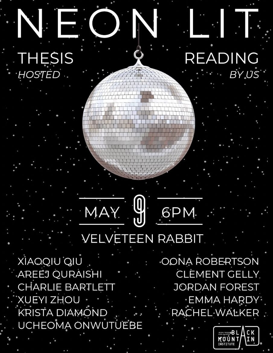 Join us for a magical spring evening on the pink patio at Velveteen Rabbit. Bubbly drinks, poems, prose, and a sunset celebration of our MFA graduates. ✨