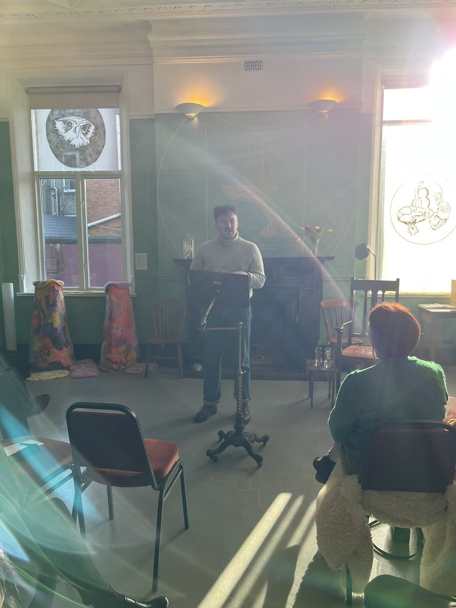 Emerging #poet Micheál McCann reading here in #Yeats Building #Sligo #PoetryDayIRL @poetryireland @HeaneyCentre and with first collection Devotion, due out in May, with @TheGalleryPress - great reading!