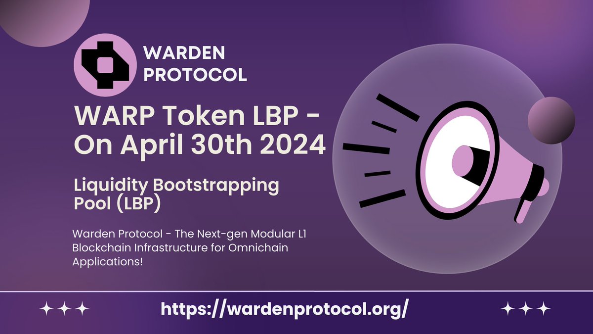 UsoroEmmanuel's tweet image. 1/8 𝗪𝗔𝗥𝗣 𝗧𝗼𝗸𝗲𝗻 𝗟𝗕𝗣 - 𝗢𝗻 𝗔𝗽𝗿𝗶𝗹 𝟯𝟬𝘁𝗵 𝟮𝟬𝟮𝟰 🎯

Calling all #crypto enthusiasts and early adopters! 🫡

The countdown has begun for the highly anticipated Liquidity Bootstrapping Pool (#LBP) of the $WARP token, kicking off on April 30th, 2024. This is your…