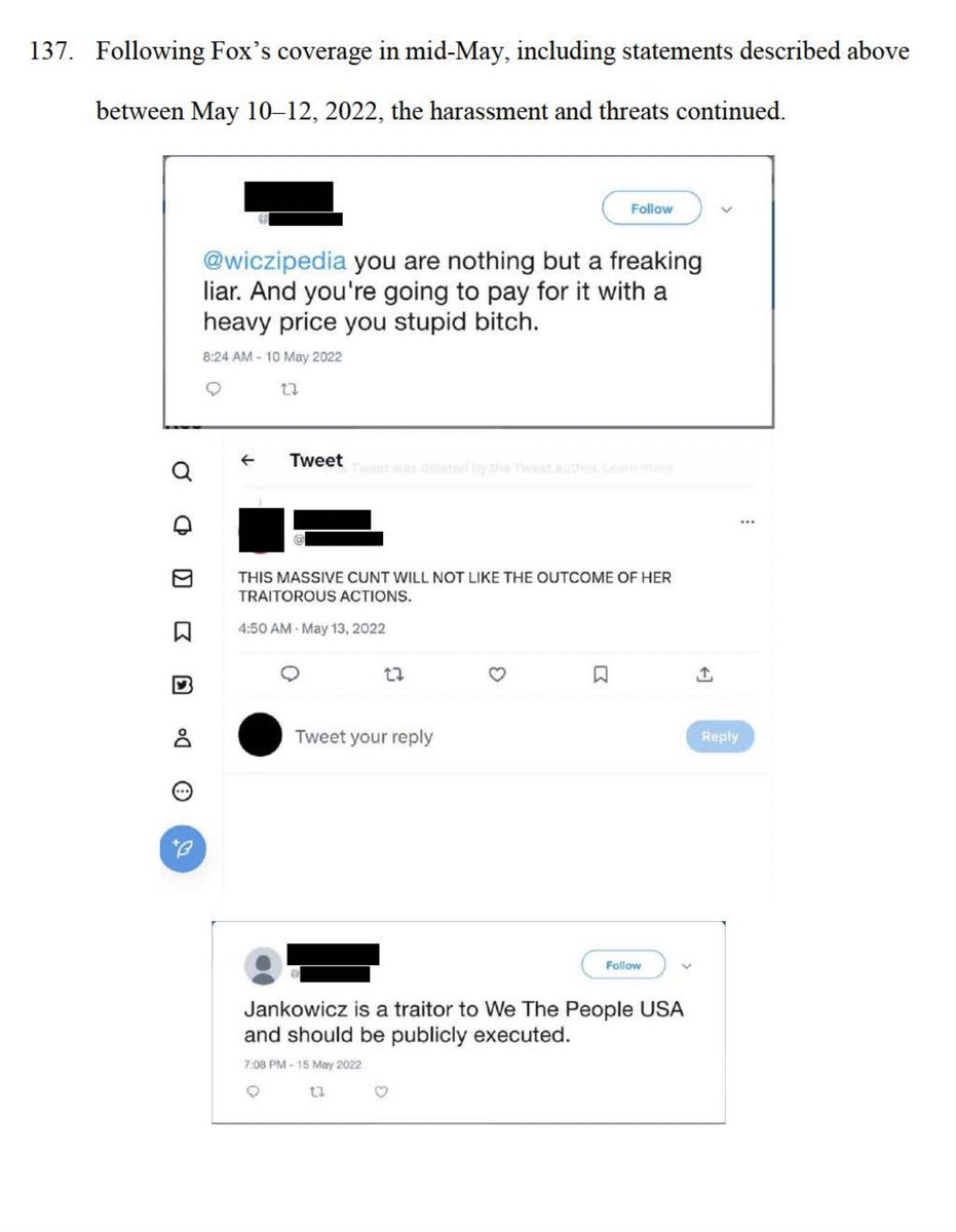 Ah yes, you didn't see the threats, so they never existed. Extremely sound logic there! A small sliver of examples attached. More in my complaint against Fox News. More since since the complaint was filed. More since Monday. Our discourse is poisoned. assets.website-files.com/657c4e598eaac8…