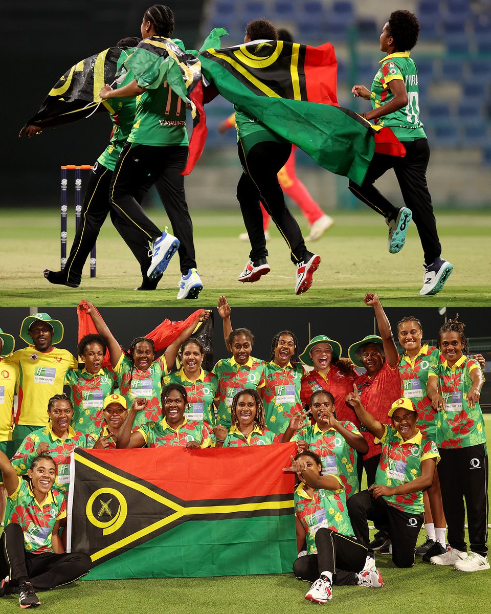 A historic day for @vanuatu_cricket! 🇻🇺 Playing their first-ever match at a global T20 World Cup Qualifier, they secured a famous victory against Zimbabwe 👏