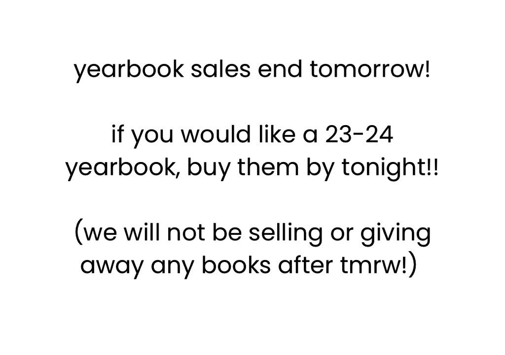 hebrontalon's tweet photo. LAST CHANCE to buy your 2023-2024 yearbook!! Sales close tomorrow!! 📘 

https://t.co/hS37KdELi4 https://t.co/Uc1flMoXoX
