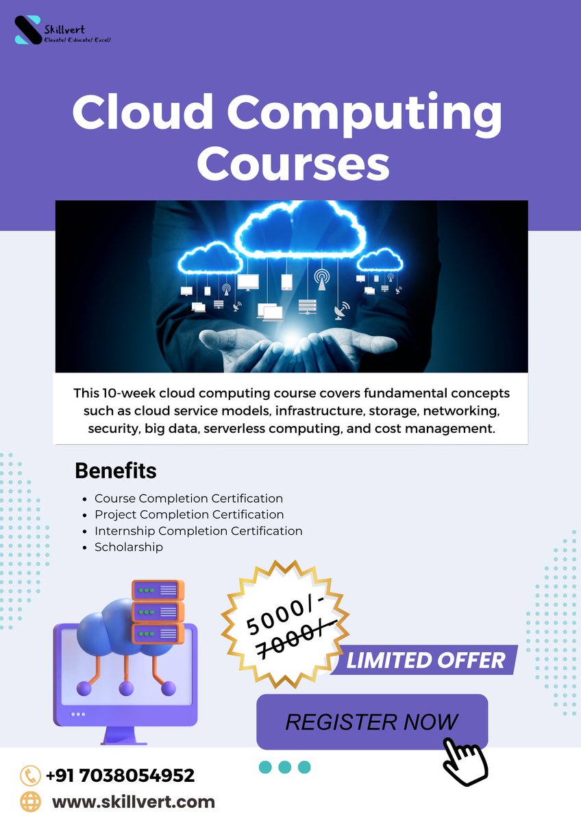 Reach new heights with cloud computing! Elevate your career with our comprehensive courses. Enroll now and soar into the future of technology! ☁️💻

#cloudcomputing #careerboost #motivation #coder #programming #trends #students #upskilling #india #education #jobs #hr #hiring