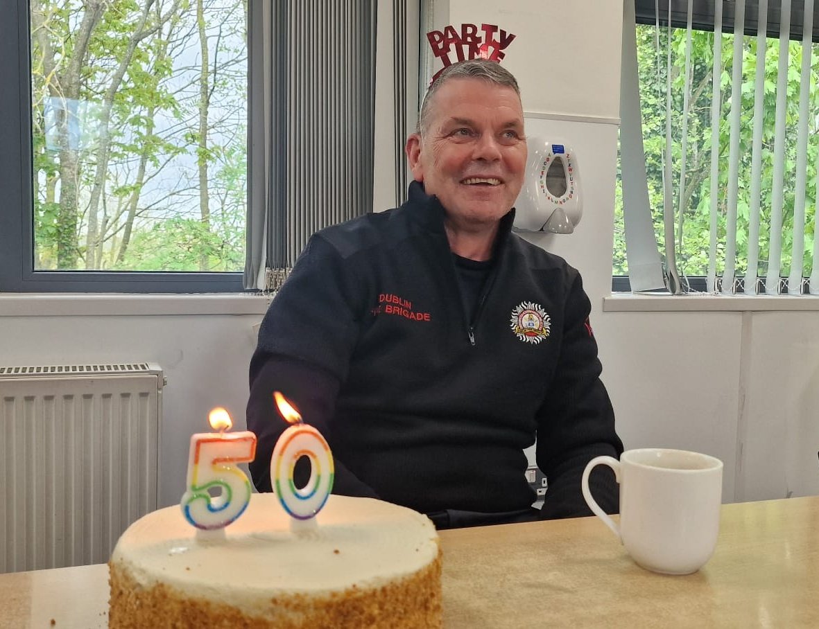 Happy Birthday to Firefighter/Paramedic Colm Murphy who celebrated an important birthday whilst on duty today in Finglas fire station. Working shift work means we sometimes have to celebrate important occasions with our #workfamily