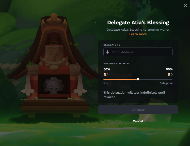 🧵3/
Want to be a Delegator?

1. Click on your streak (top right corner on PC): 

2. A window will pop up showing your Atia's streak detail. Under the words Atia's shrine click 'Not delegate':
3. Enter the Ronin wallet of the Lunacian you wish to delegate to, and set the fortune