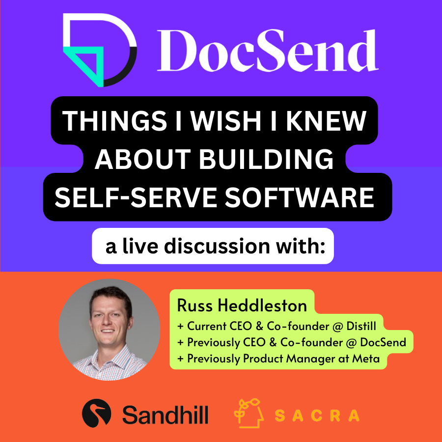 📺 WE'RE LIVE NOW from 3-4PM ET over here on Sandhill LIVE 📺 Join our discussion with Russ Heddleston, previously CEO & Co-founder of DocSend and current CEO & Co-founder @ Distill! Details + RSVP 👇: