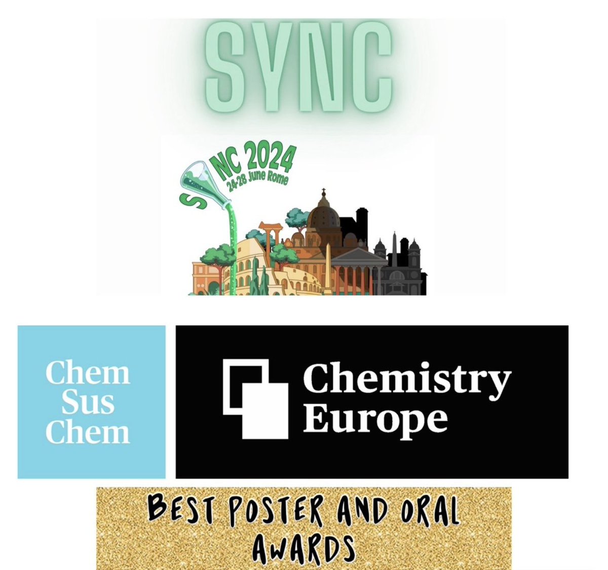 ‼️🎉Chemistry Europe prize🎉‼️

ChemSusChem is a conference sponsorship for the #SYNC2024. ChemSusChem offers two voucher prize of 150€! Prizes will be awarded for the best oral and poster presentation of a young scientist!!

#SymposiumForYoungChemists sync2024rome.org