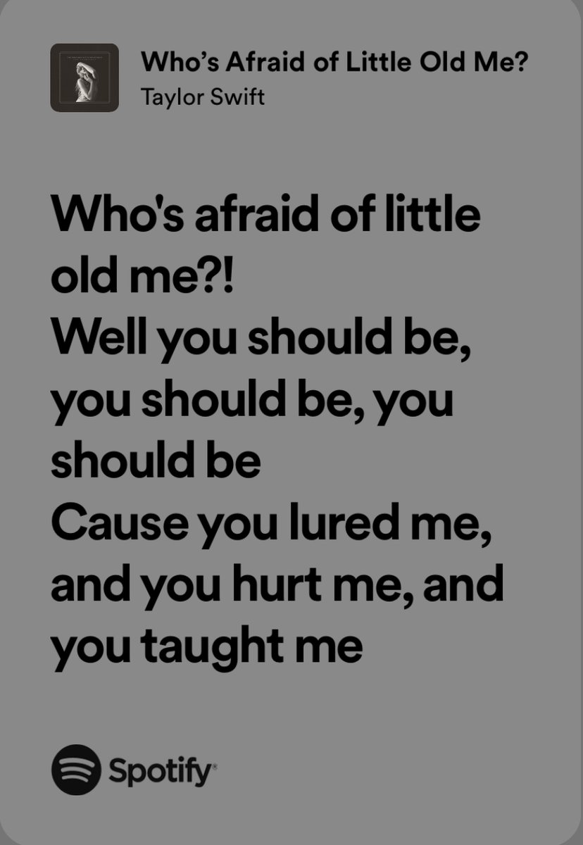 Who’s Afraid Of Little Old Me? (Leah Harries’s version) dale reina destrúyelos a todos.