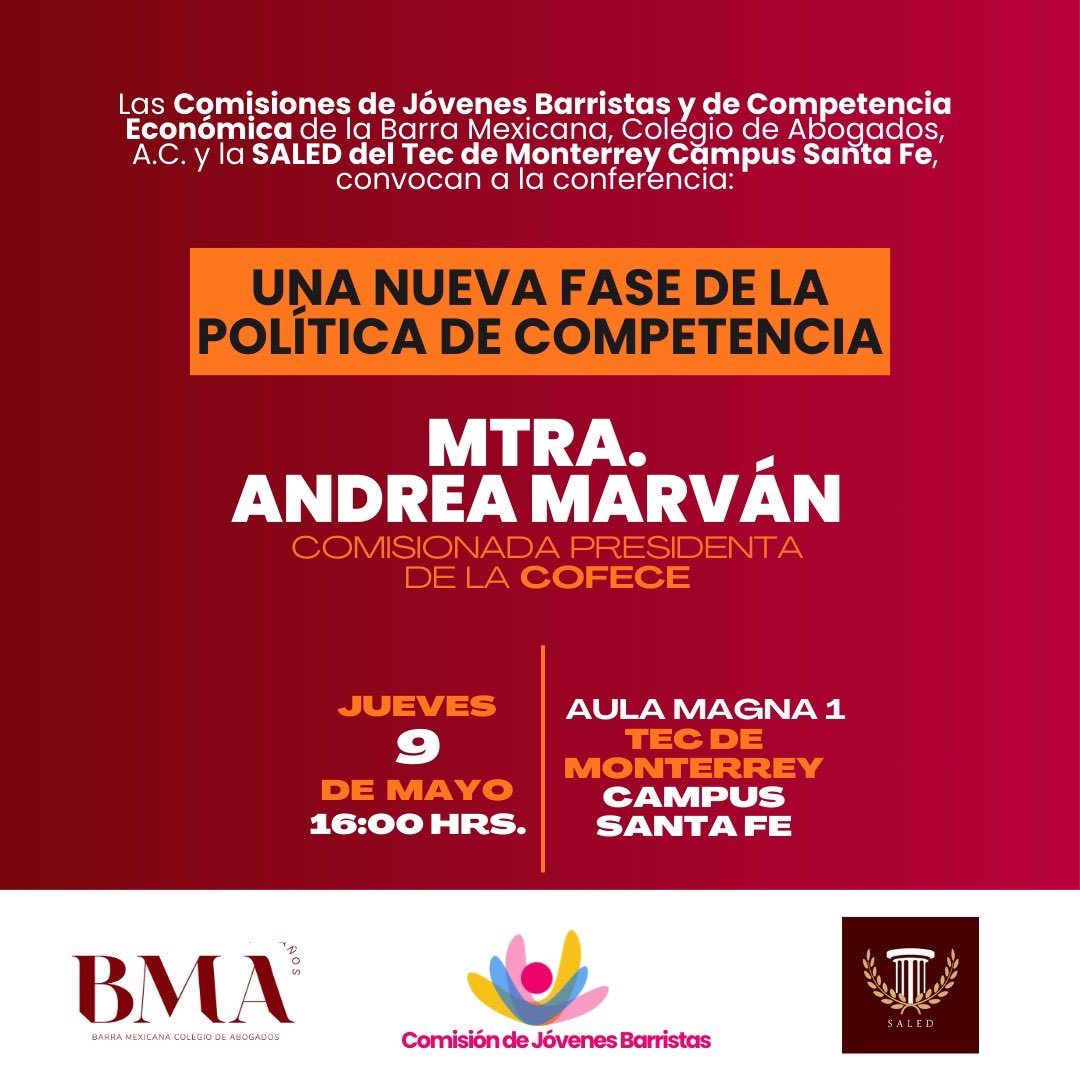 Asiste a la sesión: "Una nueva fase de la política de competencia"

🗓 09 de mayo
⏰ 16:00 hrs.

✉️ barramexicana@bma.org.mx
📞 55-5208-3115