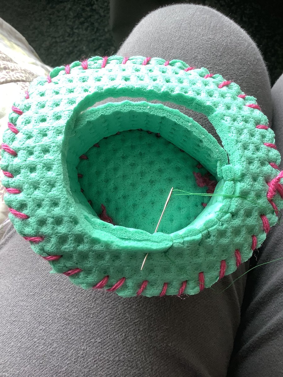 FredTedOlga's tweet photo. #MakeAHat 6 @monkey_maisie @BearBendor72384 next add the brim to the upright bit - dishes sponge is very forgiving. The top hat we made we just stuck felt over - experiment and have fun https://t.co/Z1H2iUzrsP