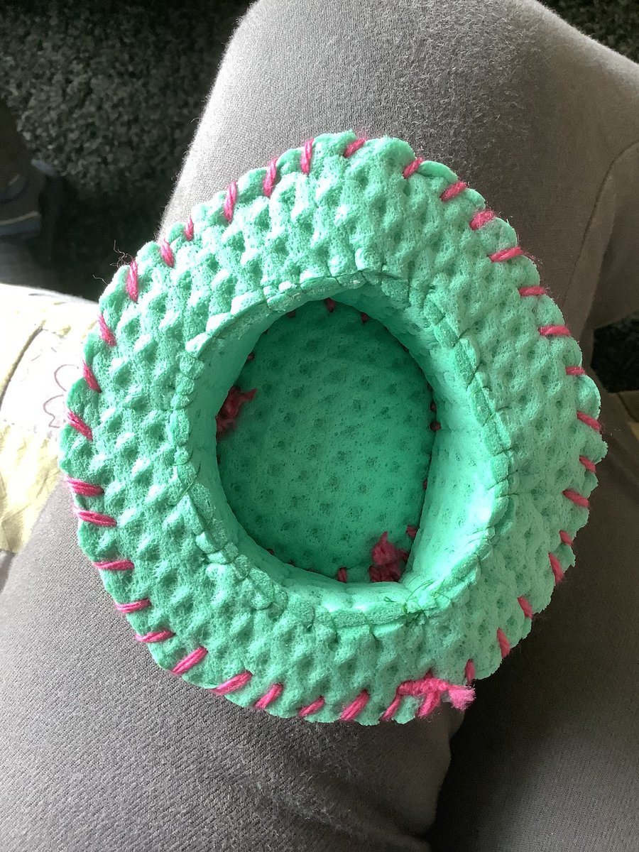 FredTedOlga's tweet photo. #MakeAHat 6 @monkey_maisie @BearBendor72384 next add the brim to the upright bit - dishes sponge is very forgiving. The top hat we made we just stuck felt over - experiment and have fun https://t.co/Z1H2iUzrsP