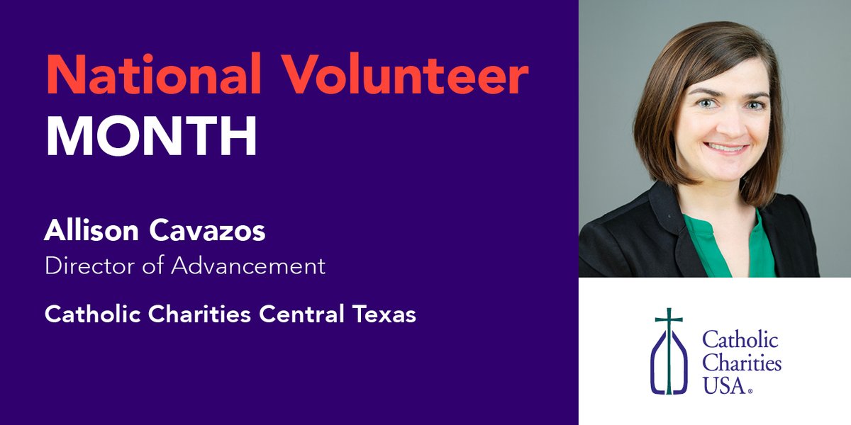 This #NationalVolunteerMonth, we honor Allison Cavazos, director of advancement @CCcentraltexas. “Growing up, we volunteered at St. Vincent de Paul’s thrift store and a nonprofit medical clinic. Later, I volunteered with the Salesian Sisters of St. John Bosco.”