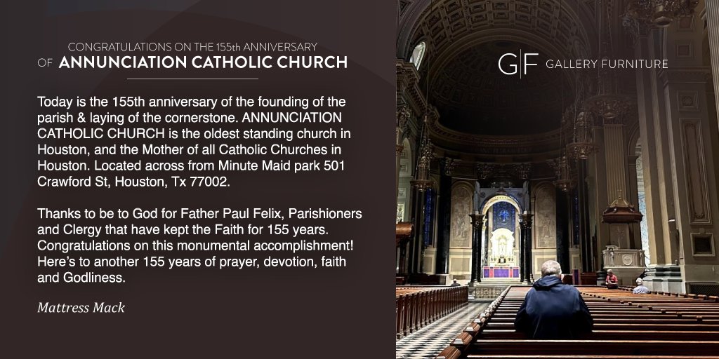 Today, Annunciation Catholic Church celebrates 155 years of faith, love, and community! From its humble beginnings to becoming the oldest standing church in Houston, we're grateful for every moment. Thank you to Father Paul Felix, parishioners, and clergy for their dedication!