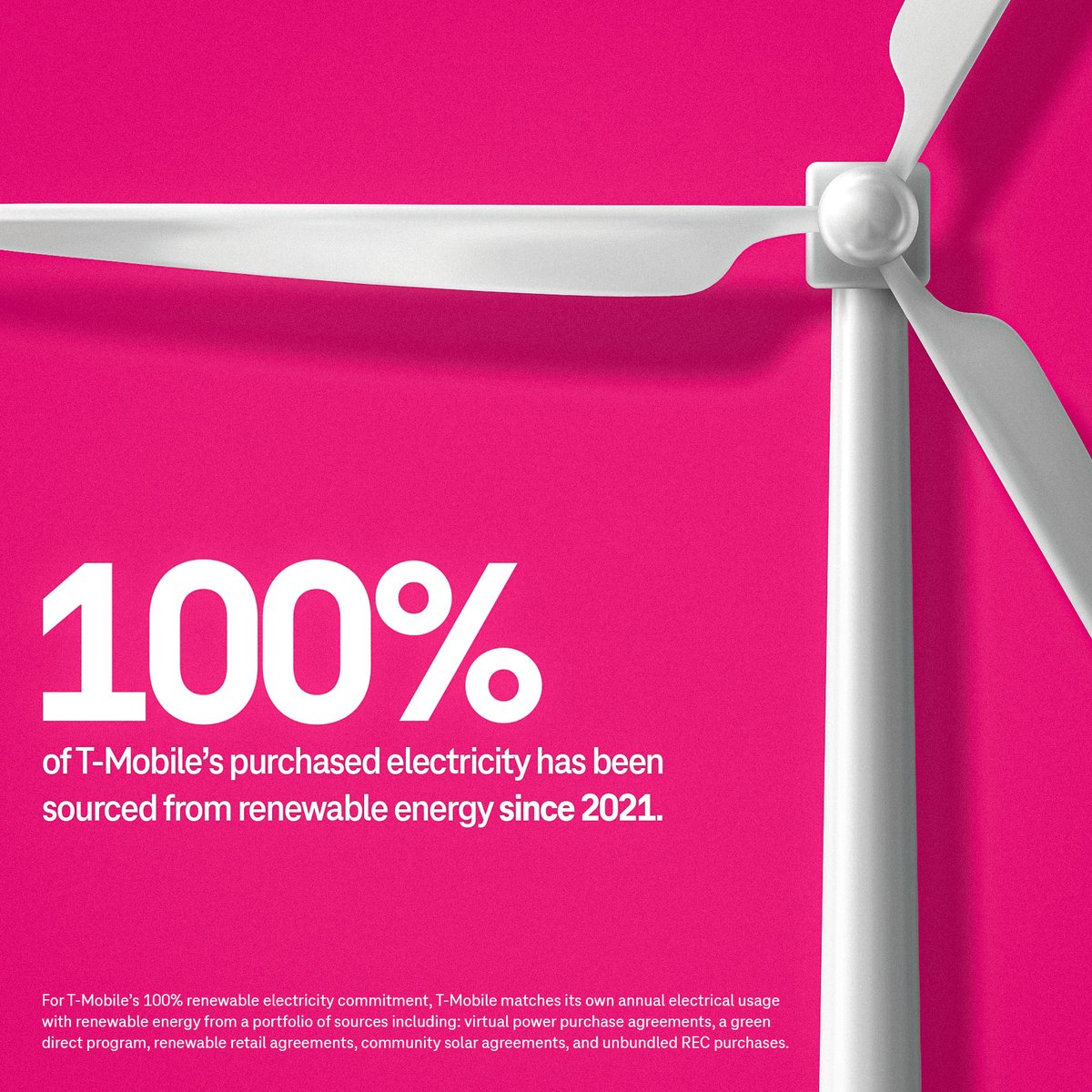 fun fact: <a href="/TMobile/">T-Mobile</a> was the *first* wireless provider in the country to commit to sourcing 100% renewable electricity 👏

#TeamMagenta #EarthWeek