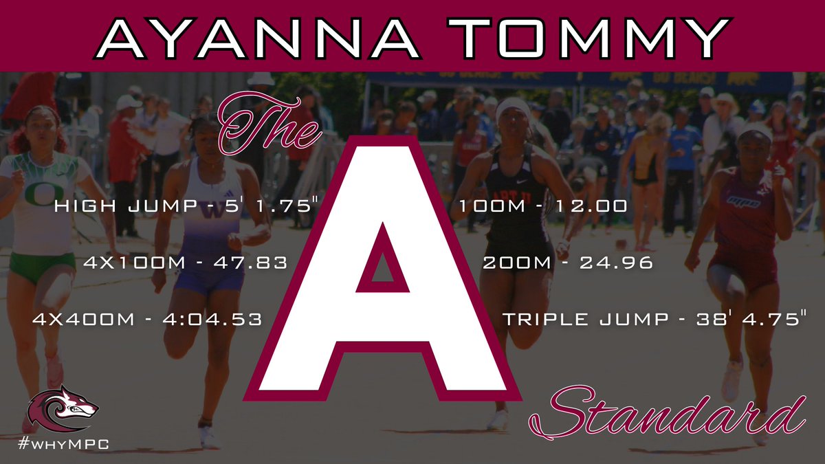Ayanna Tommy has hit 6 State A Qualification marks this season on her way to winning Conference Titles in the 200m, Triple Jump, and 4x400m. She also finished 2nd in the High Jump and 100m to help lead the Lobos to their first Conference Championship in school history. #whyMPC