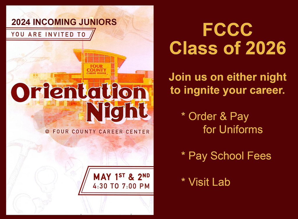 FCCC Orientation 2024 Information Link fourcounty.net/Orientation202…