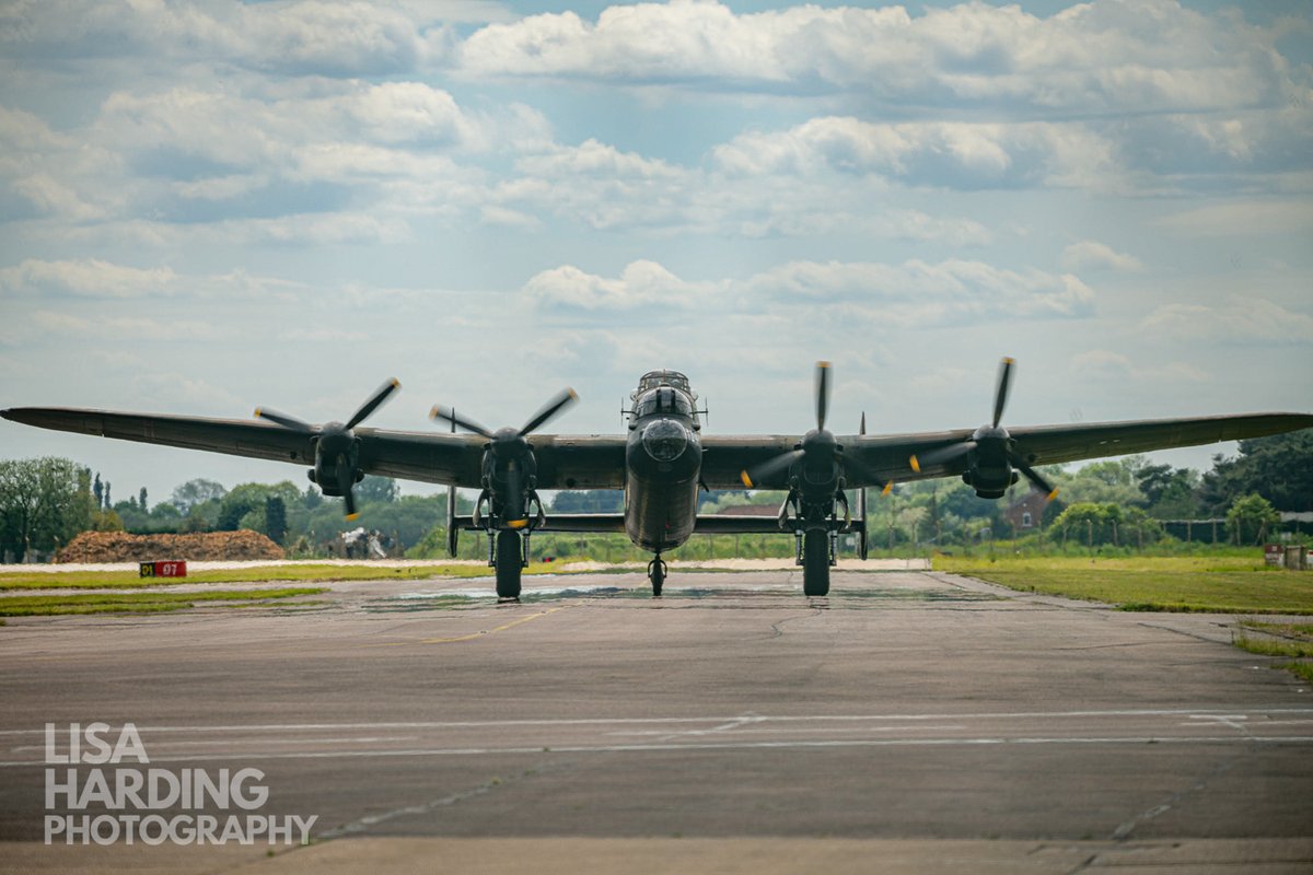 Coming home. The BBMF Lancaster returns to the hangar at RAF Coningsby