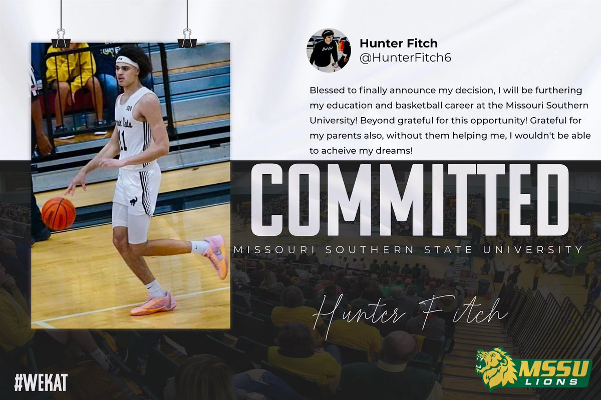 Congratulations to @HunterFitch6 as he commits to Missouri Southern State University to further his education and continue playing basketball! #WEKAT