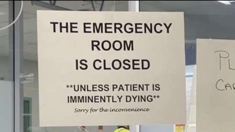 For me this sign tells me everything I need to know about emergency health care in British Columbia. Simply incomprehensible to me that BC is one of the few provinces not sending a representative to @CAEP_Docs National Summit on Emergency Health Care. Why not?