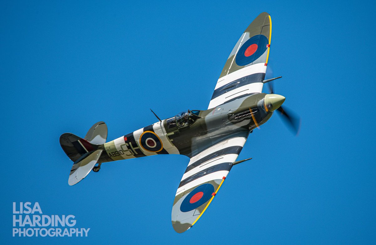 Spitfire AB910 of the RAF BBMF in beautiful blue skies