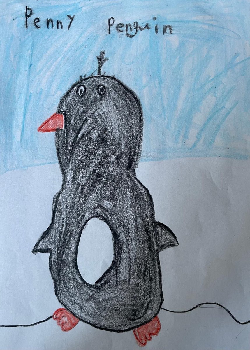 on #WorldPenguinDay 🐧 more kids’ drawings! are there penguin pals singing “Penny Penguin” at your home? in your classroom? @goodlovelies sure are my penguin pals! 💓#PennyPenguin #Belugagrads #teachers #ece