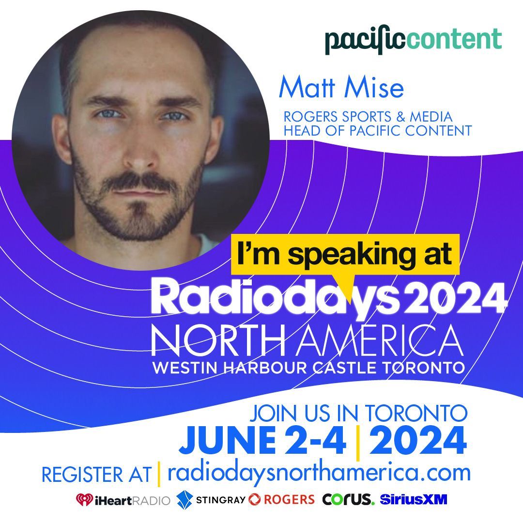 🎙️ Join us on June 3 for a discussion on the future of podcasting with Matt Mise, Head of Pacific Content and Podcasting Lead at Rogers Sports & Media in Toronto! 🌟 Purchase tickets to #RDNA2024 buff.ly/3Lzdvn4 
#podcast #podcastshow #podcastsummit #podcasttips
